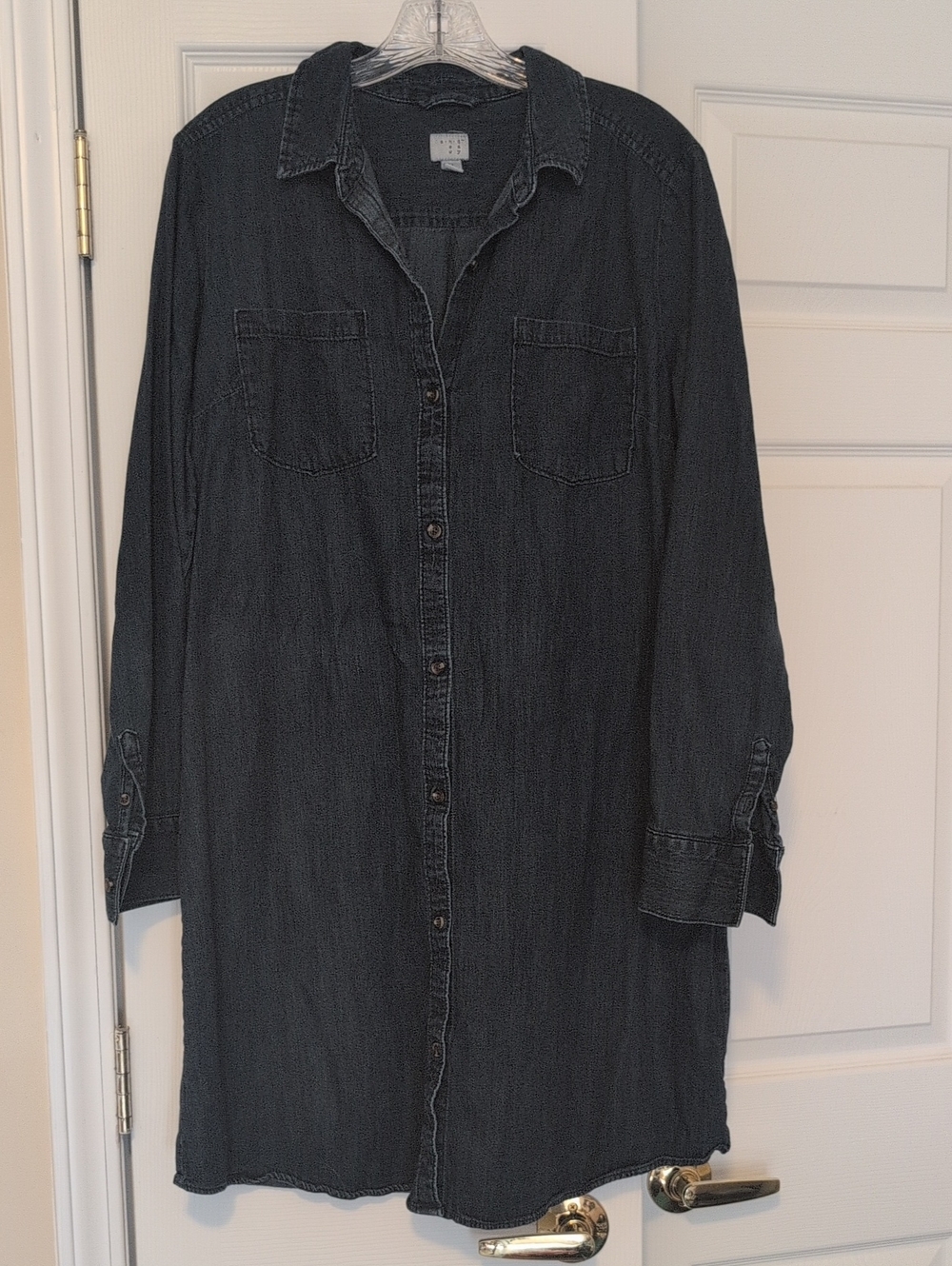 a new day Long Sleeve Dark Chambray Shirt Dress